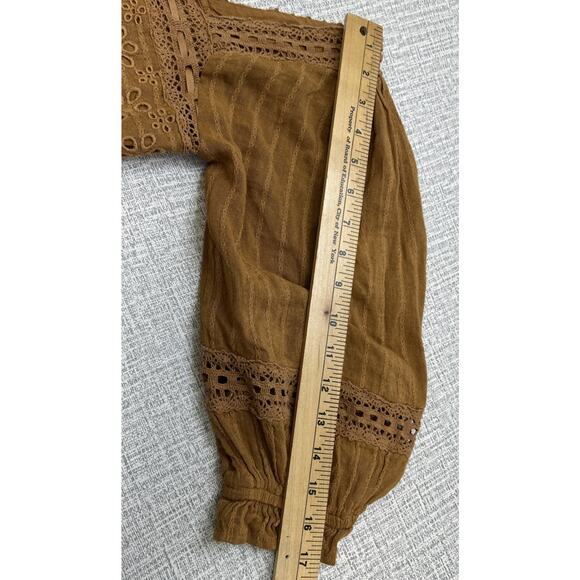 Y2K American Eagle Top XS Crop Lace Ribbon Boho Peasant Babydoll Cottagecore Vtg - Picture 8 of 8